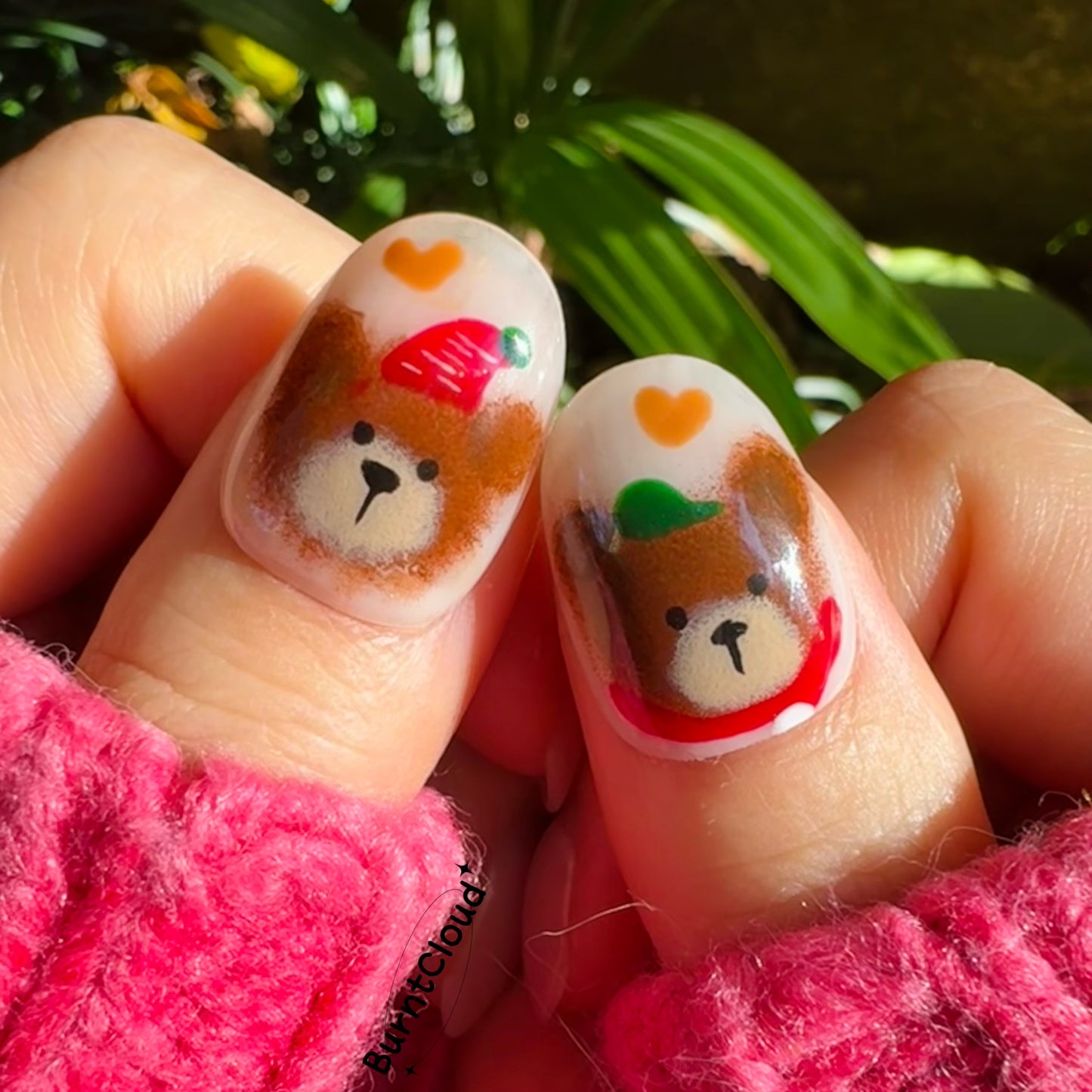231 "Cuddly Bears" Cute Brown Plaid Custom Press on Nails