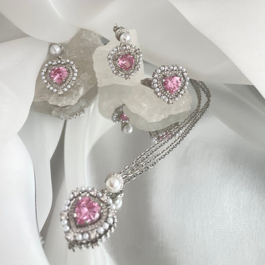 N51 Sweetheart Pink Heart-cut Zirconia Pendant/Necklace