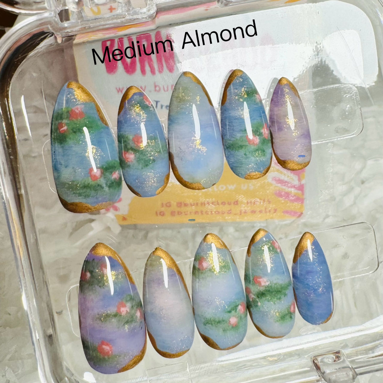 225 "Water Lilies" Monet Oil Painting Style Retro Custom Press on Nails