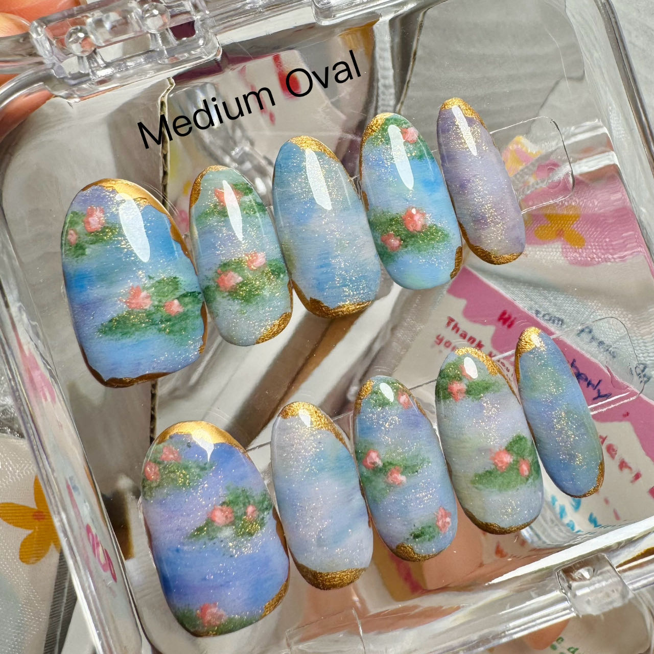 225 "Water Lilies" Monet Oil Painting Style Retro Custom Press on Nails