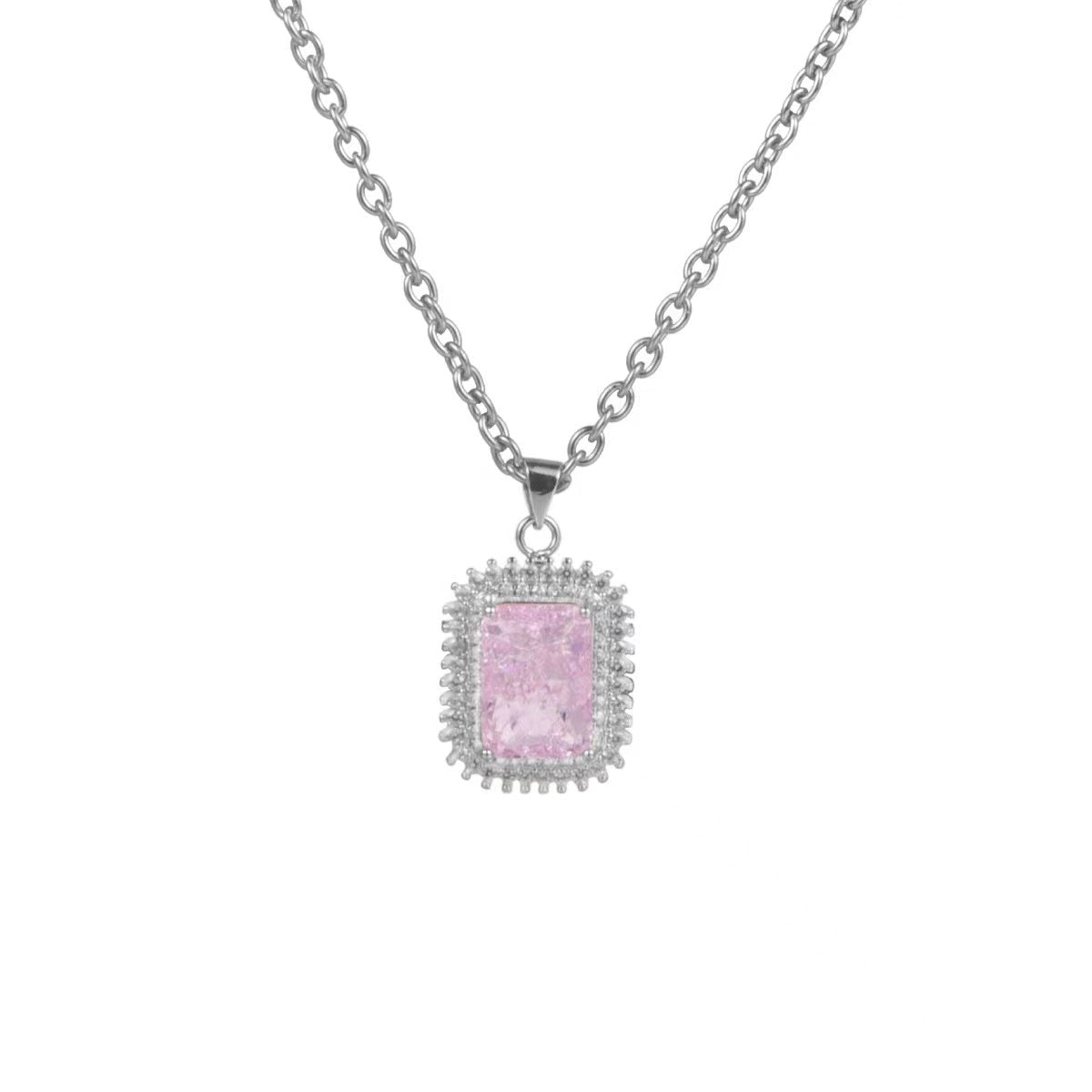N10 Pink Crystal/Zirconia Pendant Necklace