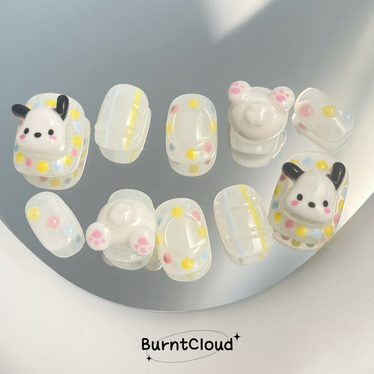 Promotion (Limited Time) "Sweet Jelly" 3D Kawaii Pachacco Decorated Nails| 63 Custom Handpainted Press on Nails