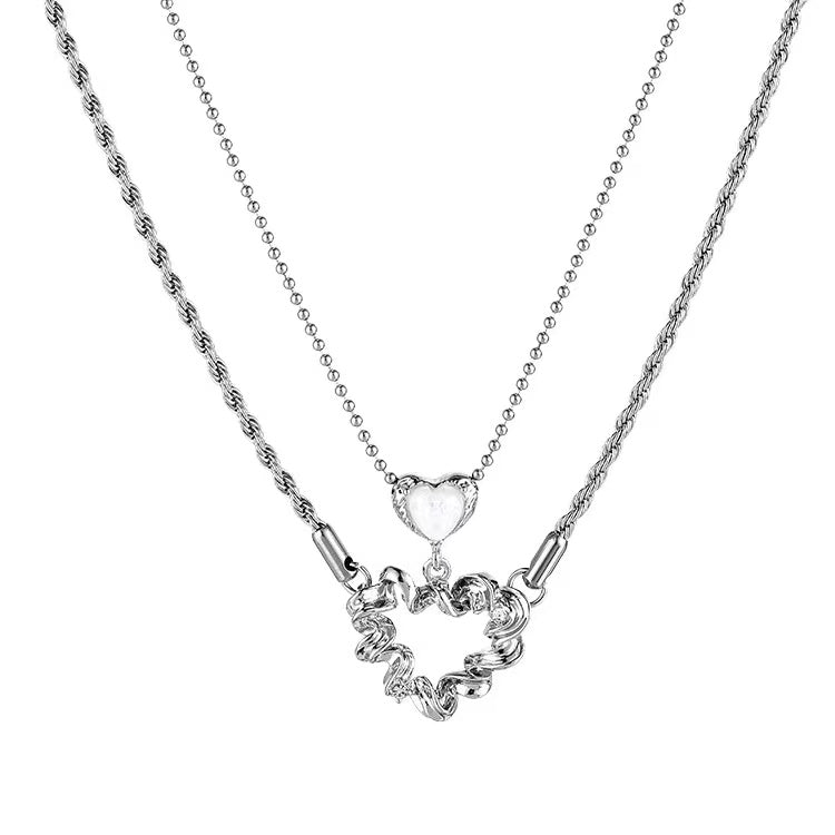 N27 Twisted Heart Double Layer Necklace