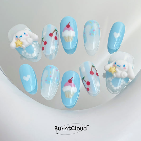 "Love Sanrio" Custom Cute Decorated/Handpainted Cartoon Nailsils | 65 Custom Handpainted Press on Nails
