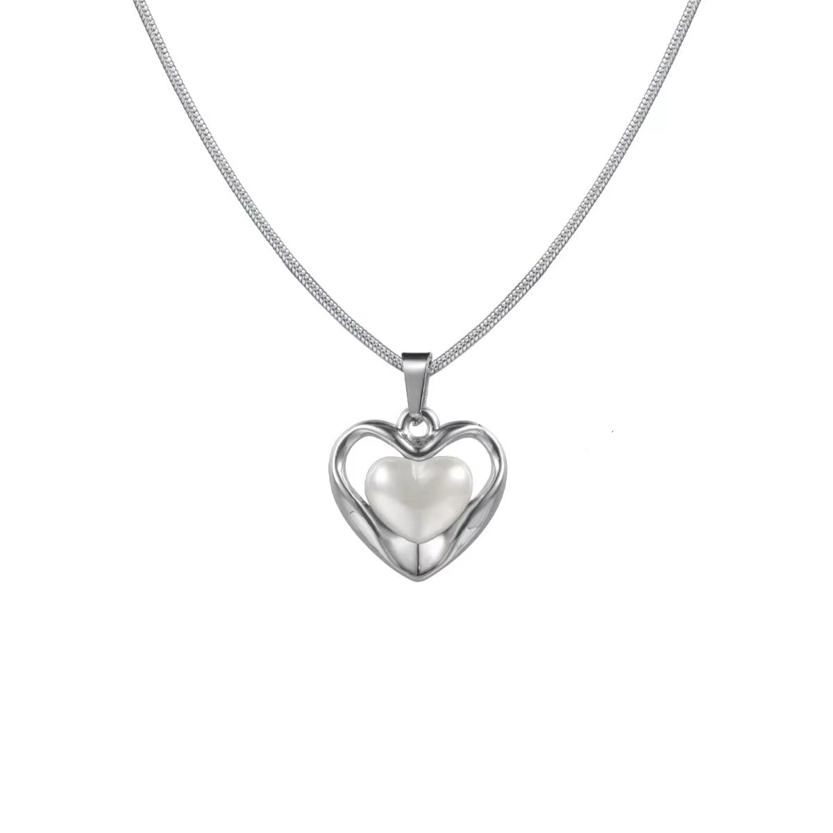 N8 Heart Pearl Pendant Necklace | Daily Wear Necklace