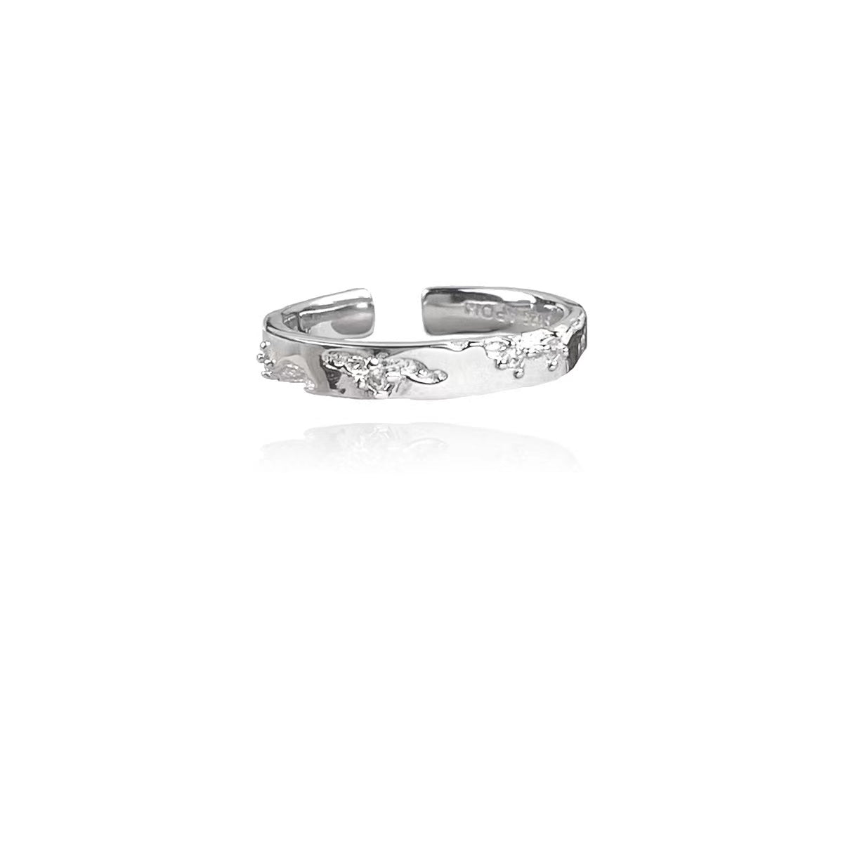 R31 Minimalist style Wrinkled Zirconia Ring Set | Couple Rings
