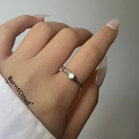R34 Minimalist style Irregular Zirconia Ring/Wedding Ring