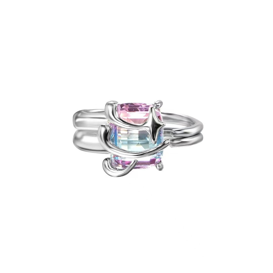 R33 Square-cut Ombre Purple Gemstone Ring