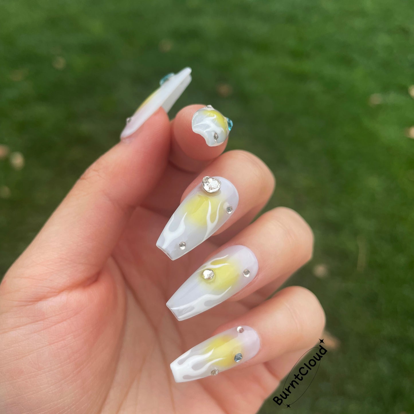 "Summer Juice" Multicolor Lemon and Orange Nails | 51 Custom Handpainted Press on Nails