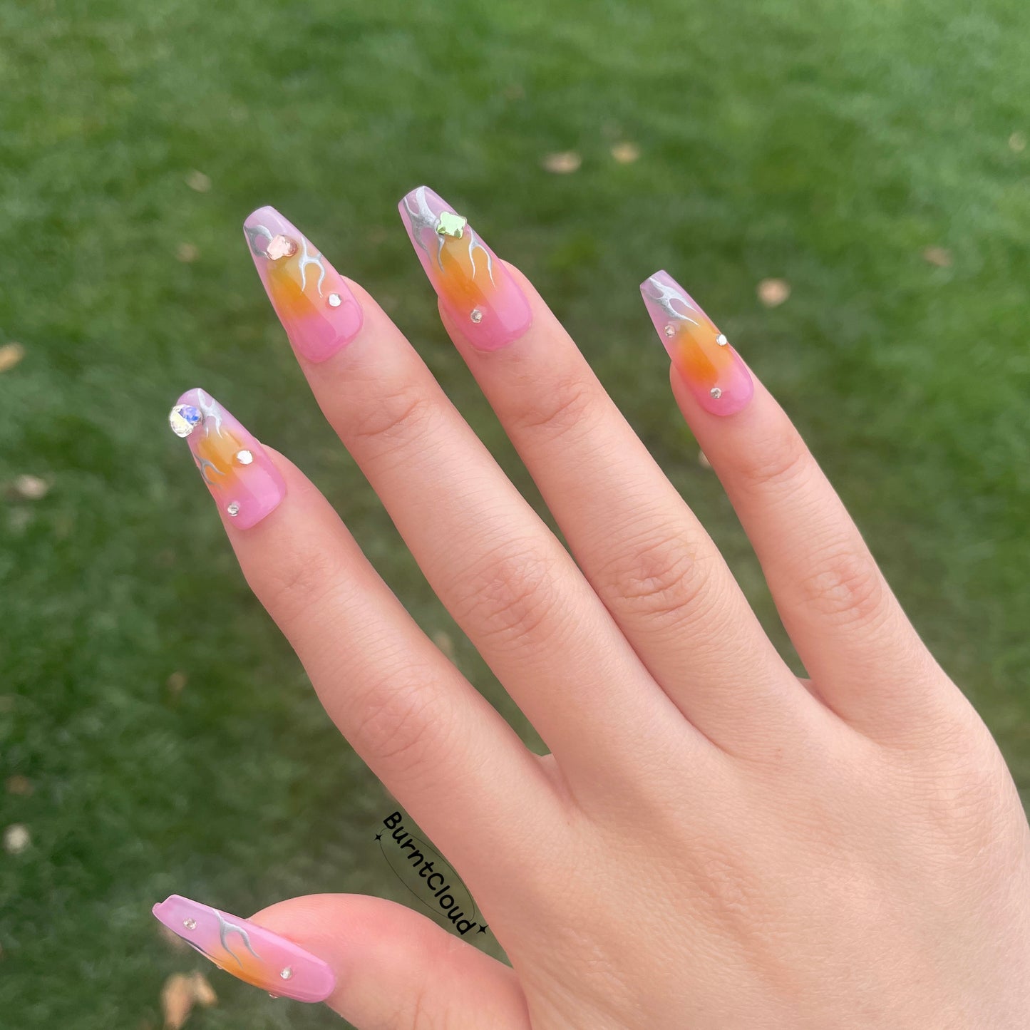 "Summer Juice" Multicolor Lemon and Orange Nails | 51 Custom Handpainted Press on Nails